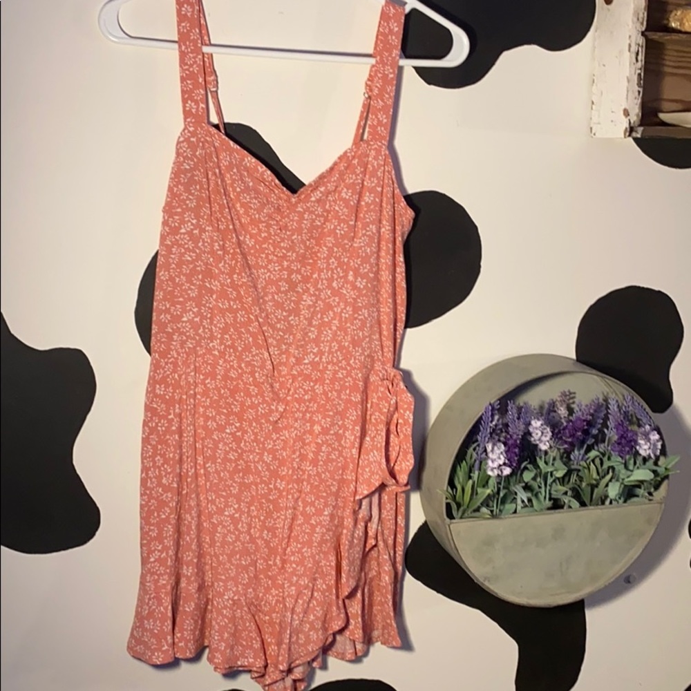 Pink and white flower romper